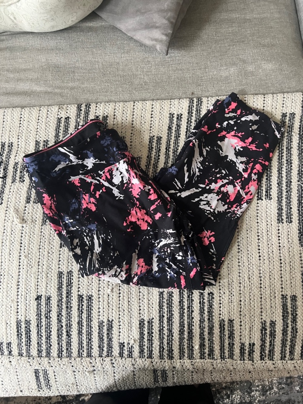 Calvin Klein Performance Black Leggings with Pink & White Splash